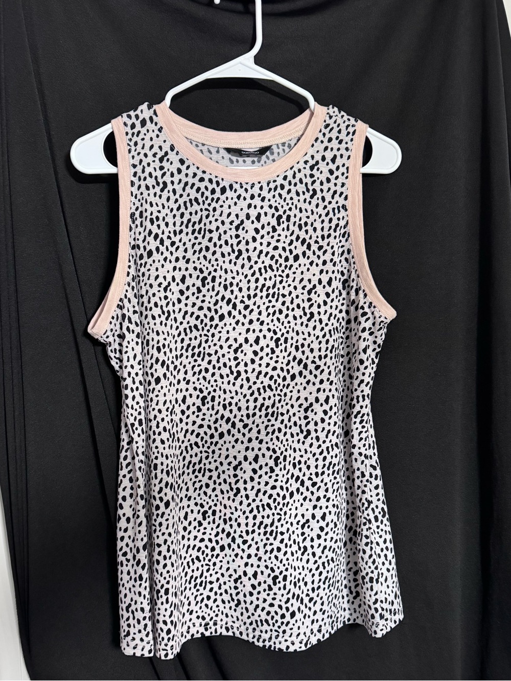 Women's Pink Spot Print Tank Top with Contrast Trim